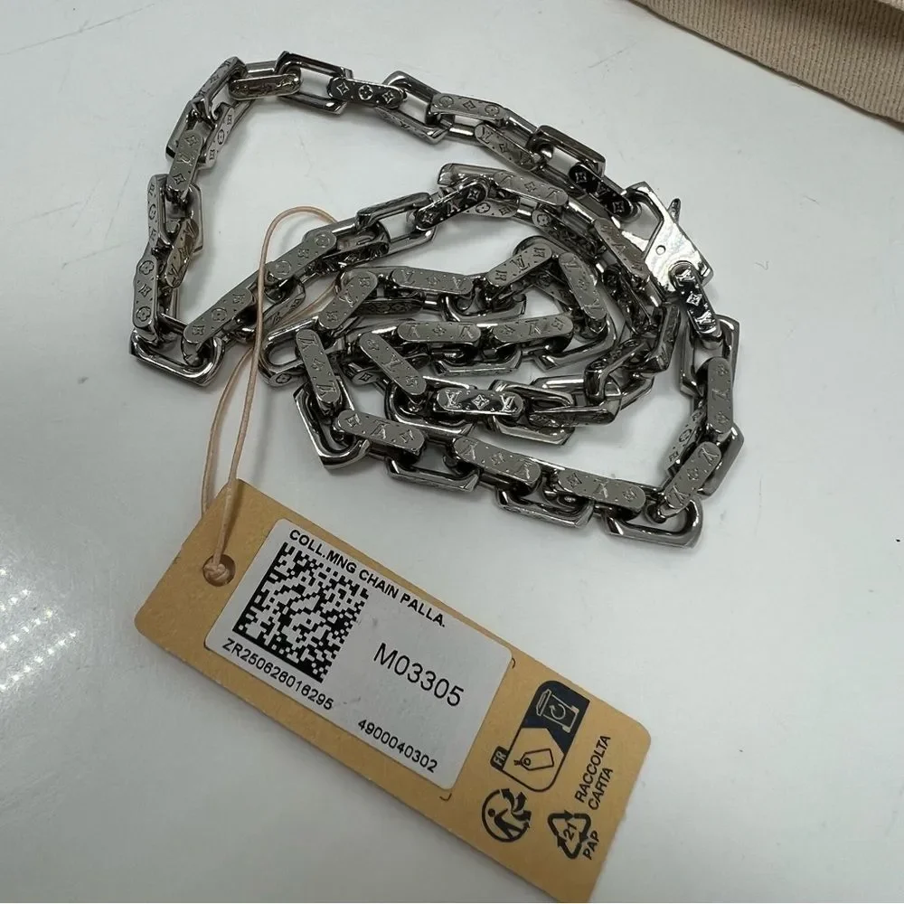 Louis Vuitton Monogram Chain Link Necklace Silver 20